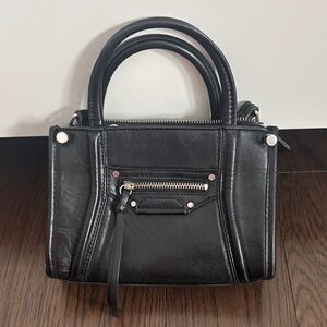 Y2K mini top handle crossbody bag with silver details